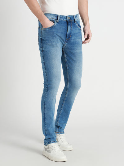 Men's Light Blue Mid Rise Slim Fit Stretchable Jeans