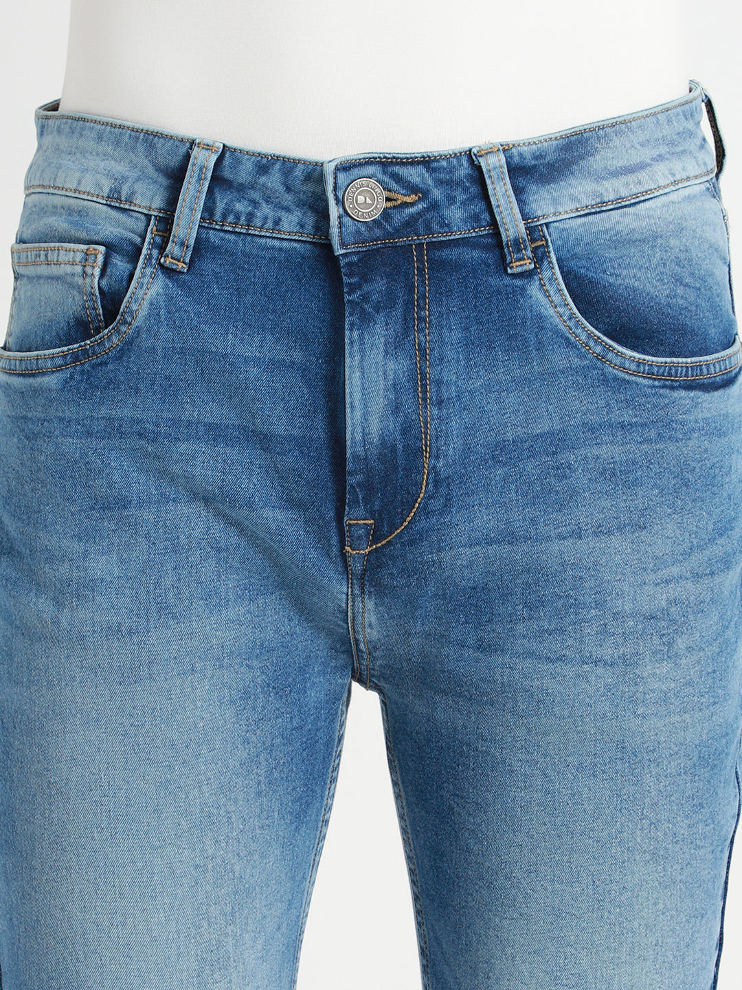 Men's Light Blue Mid Rise Slim Fit Stretchable Jeans