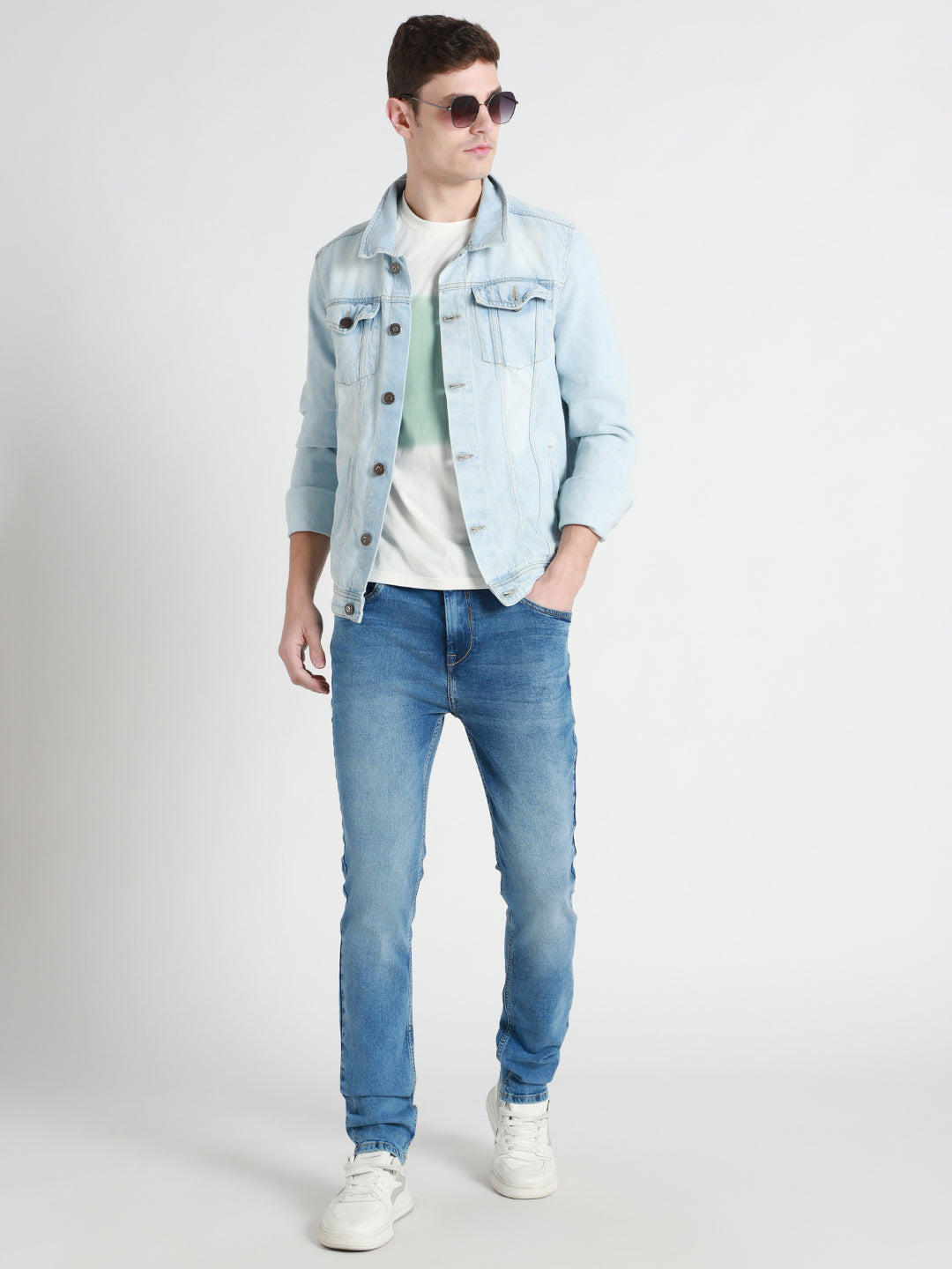Men's Light Blue Mid Rise Slim Fit Stretchable Jeans