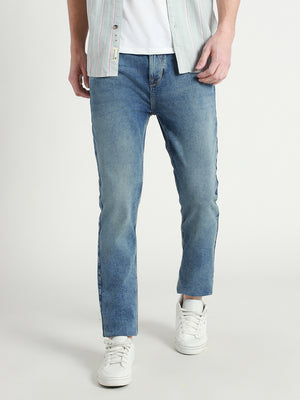 Men's Light Blue Mid-Rise Slim Fit  Stretchable Jeans