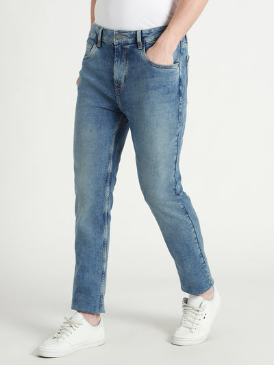 Men's Light Blue Mid-Rise Slim Fit  Stretchable Jeans