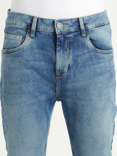 Men's Light Blue Mid-Rise Slim Fit  Stretchable Jeans