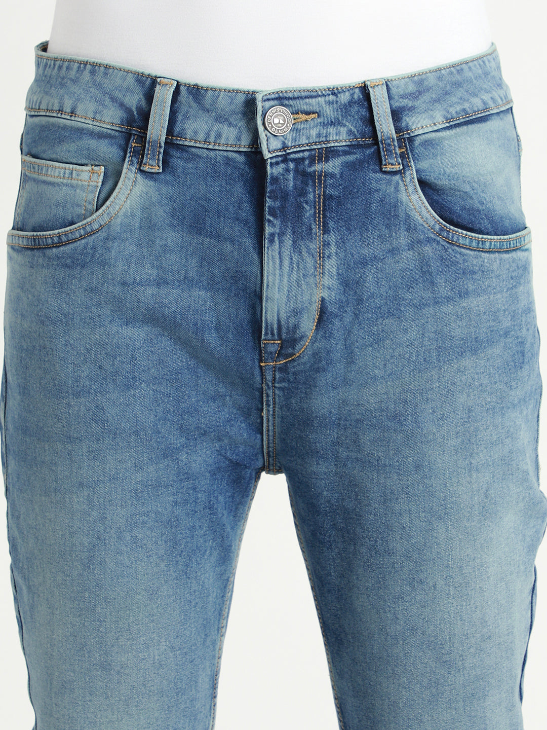 Men's Light Blue Mid-Rise Slim Fit  Stretchable Jeans