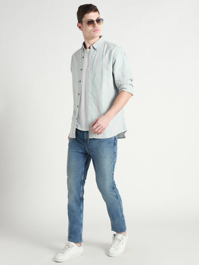 Men's Light Blue Mid-Rise Slim Fit  Stretchable Jeans