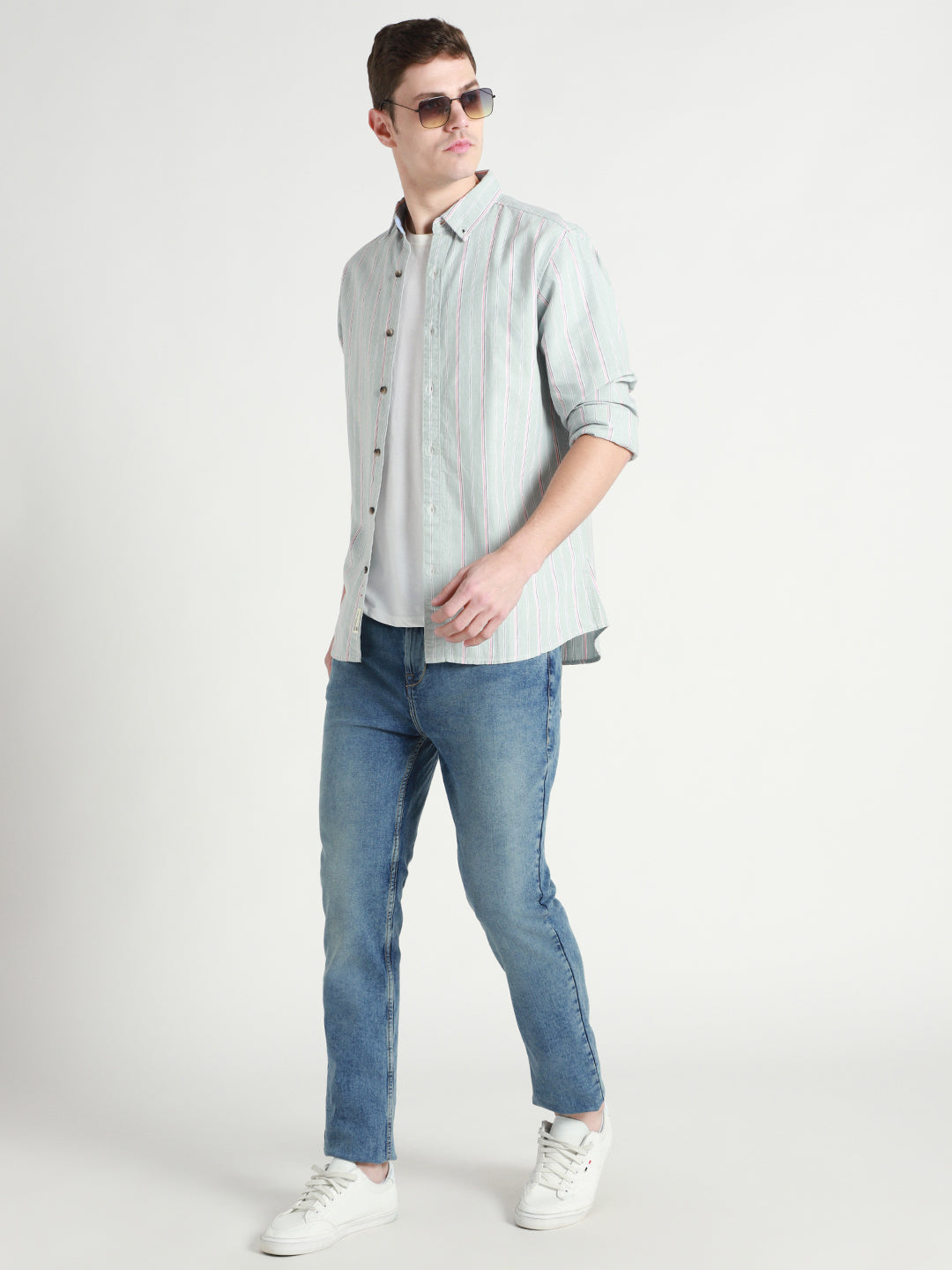 Men's Light Blue Mid-Rise Slim Fit  Stretchable Jeans