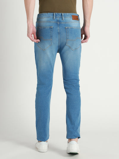 Men's Slim tapered Fit  Mid Blue Solid Stretchable Jeans