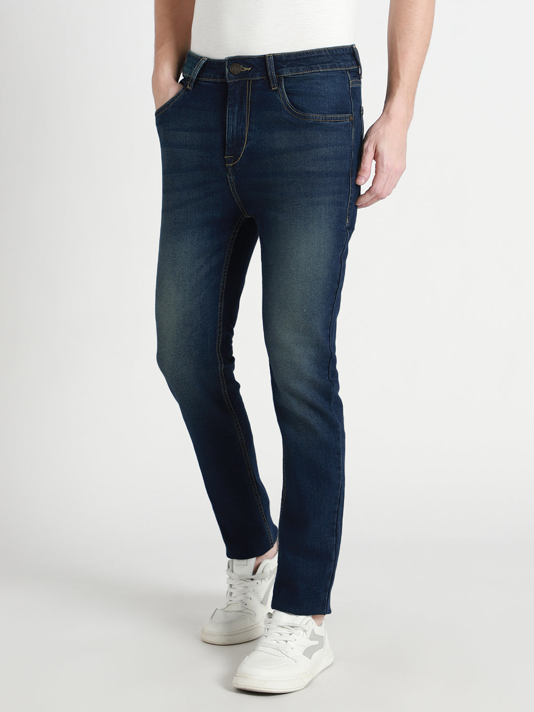 Men's Slim fit Mid Rise Dark Blue Stretchable Jeans