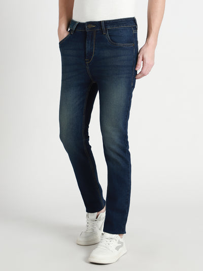 Men's Slim fit Mid Rise Dark Blue Stretchable Jeans