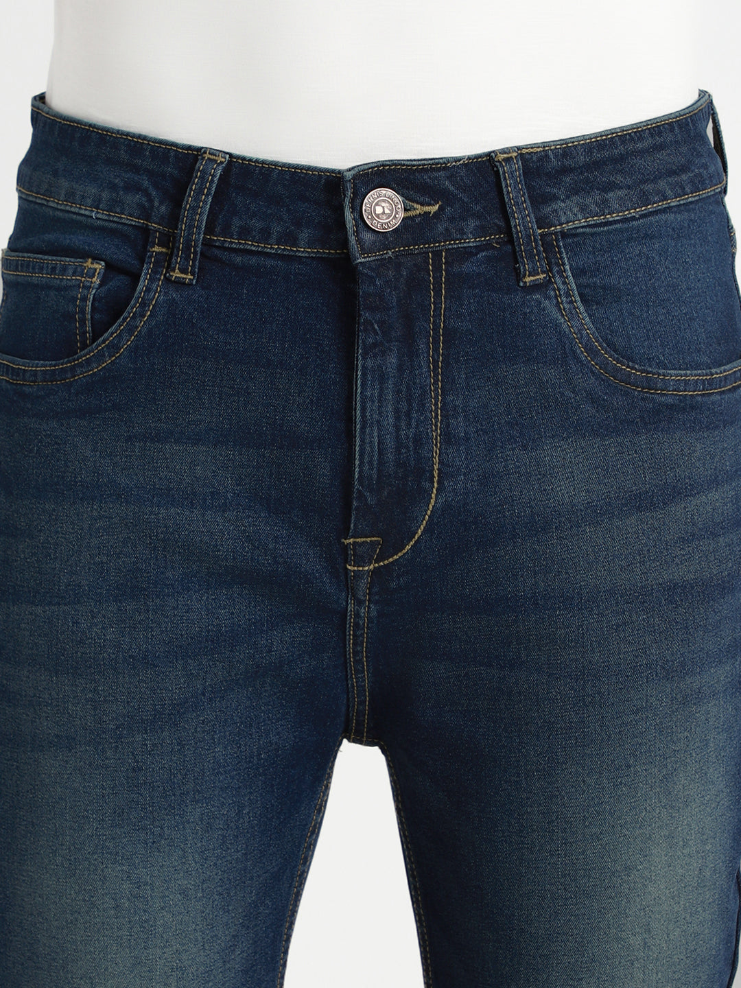 Men's Slim fit Mid Rise Dark Blue Stretchable Jeans