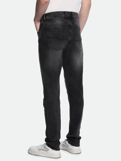 Men's Slim Tapered Solid Grey Jeans