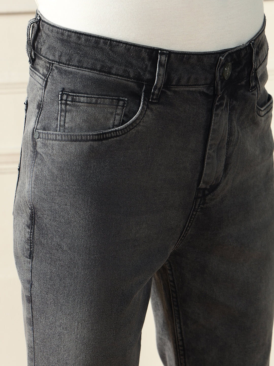Men's Slim Fit Mid-Rise Clean Look Grey Stretchable Jeans