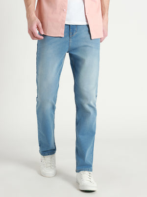 Men's Straight Fit Mid Blue Stretchable Jeans