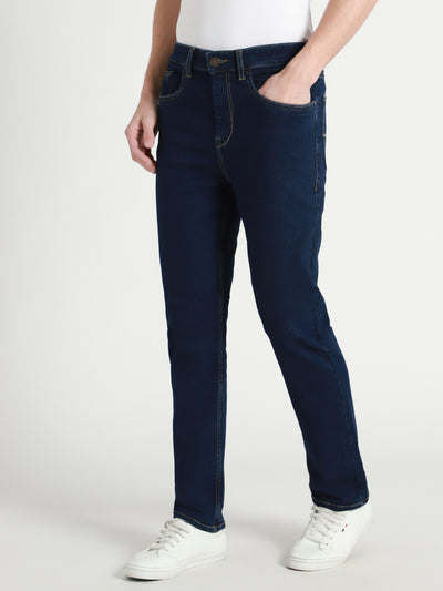 Men's Dark Blue Solid Slim fit Stretchable Jeans