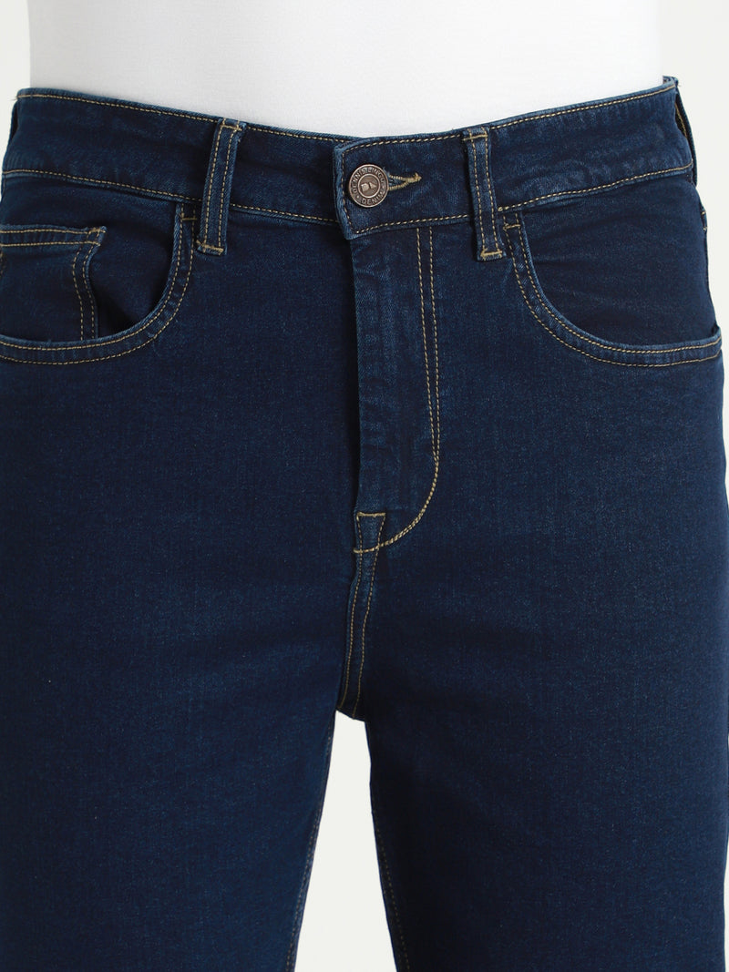 Men's Dark Blue Solid Slim fit Stretchable Jeans