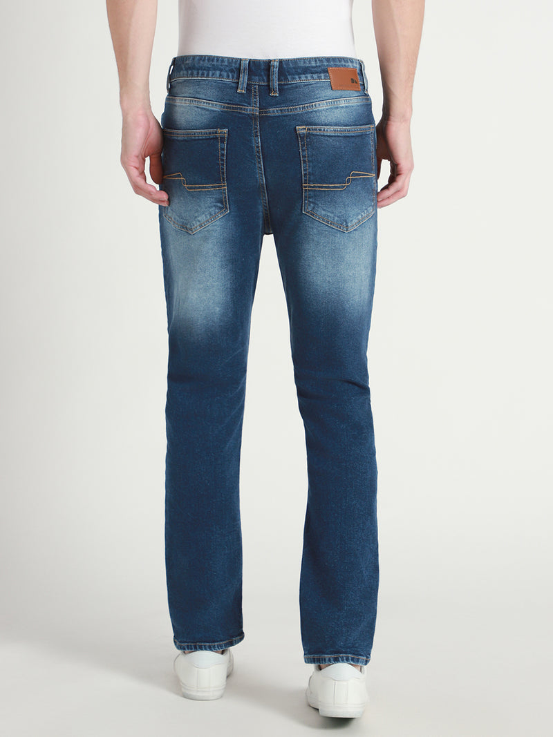 Men's Straight Fit Light Fade Mid Blue Stretchable Jeans