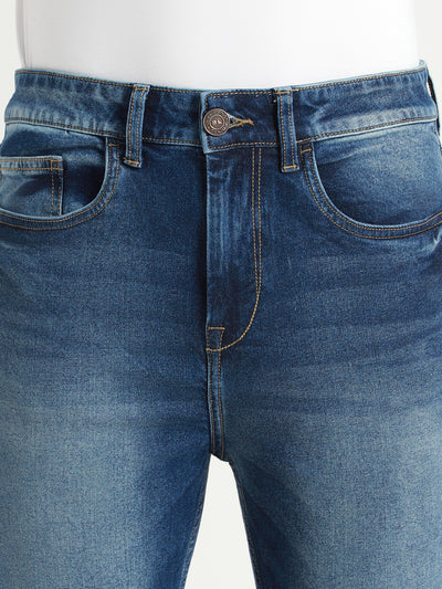 Men's Straight Fit Light Fade Mid Blue Stretchable Jeans