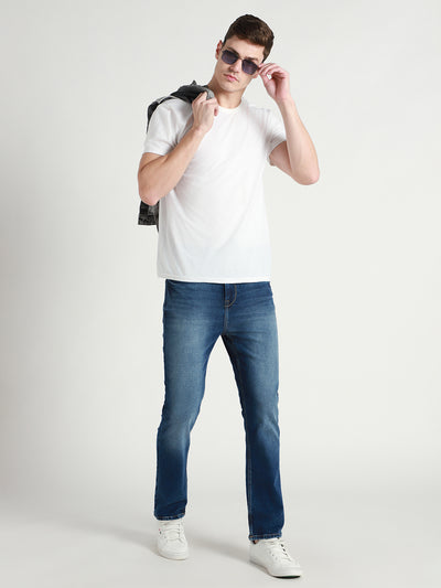 Men's Straight Fit Light Fade Mid Blue Stretchable Jeans