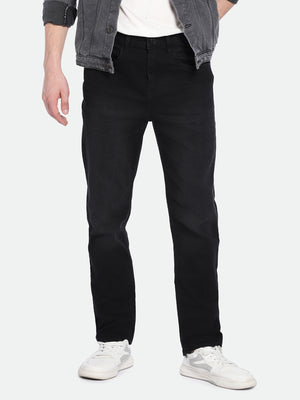 Men's Straight Fit Solid Black Jeans