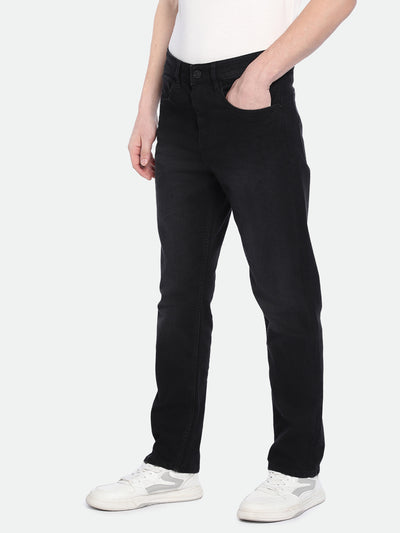 Men's Straight Fit Solid Black Jeans