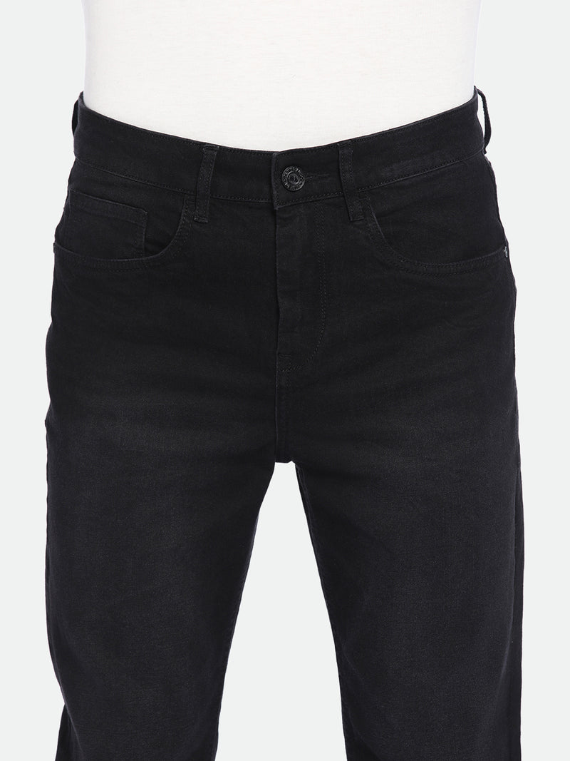 Men's Straight Fit Solid Black Jeans