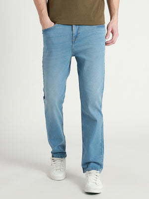 Men's Mid Blue Straight fit Stretchable Jeans