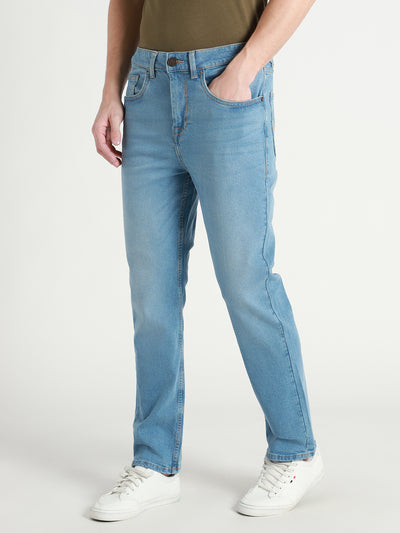 Men's Mid Blue Straight fit Stretchable Jeans