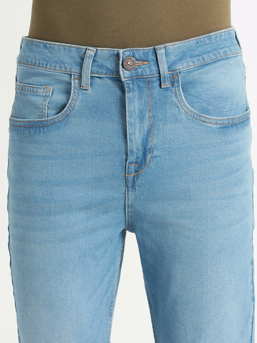 Men's Mid Blue Straight fit Stretchable Jeans