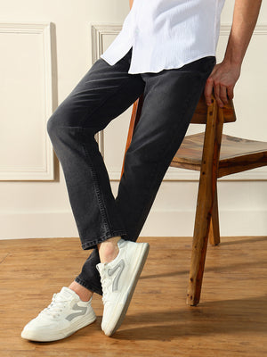 Men's Straight Fit Solid Grey Stretchable Jeans