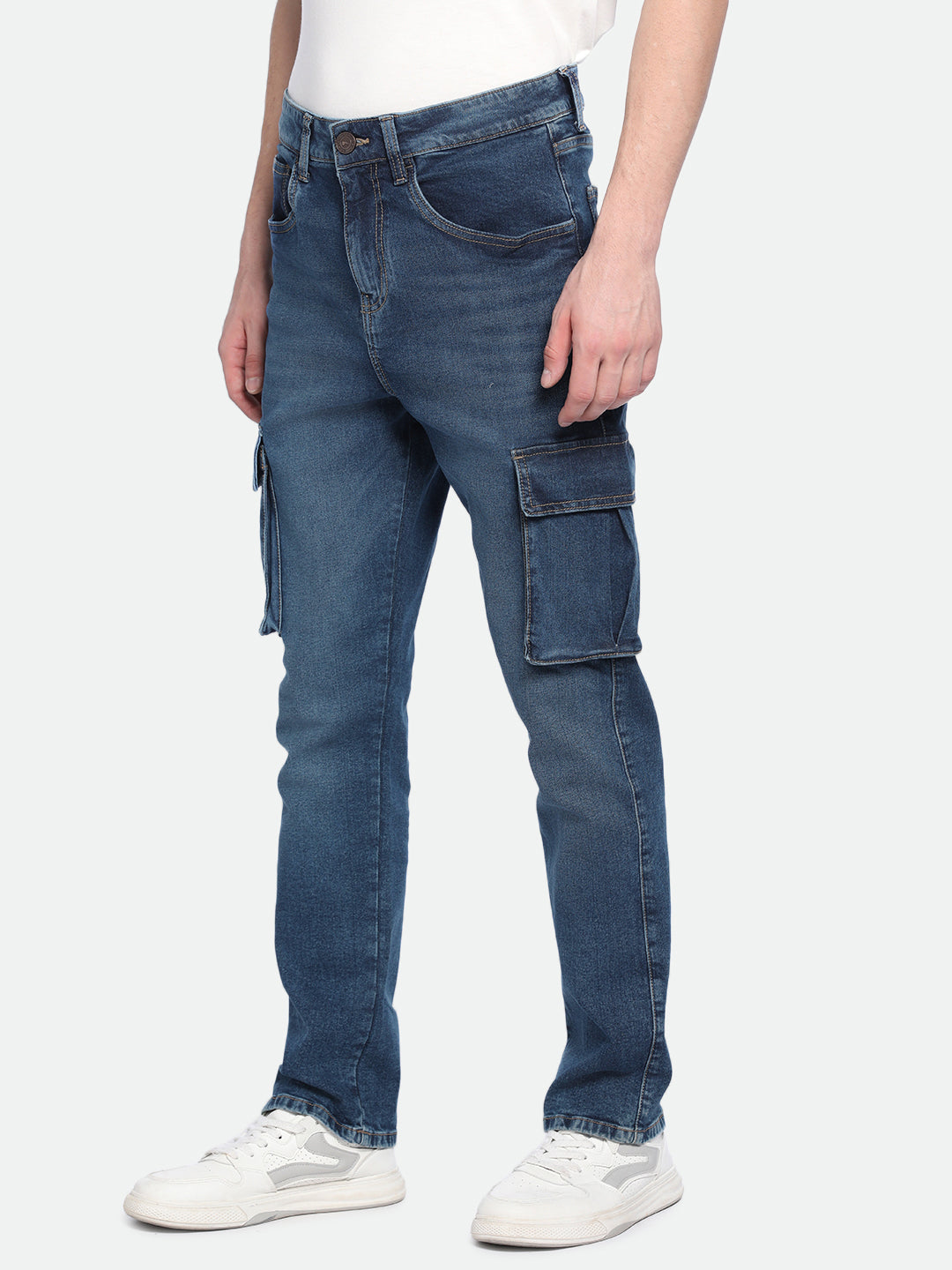 Dennis Lingo Mens's MID Blue Solid Jeans