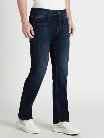 Men's Dark Blue Bootcut Stretchable Jeans