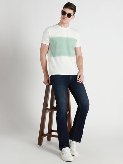 Men's Dark Blue Bootcut Stretchable Jeans