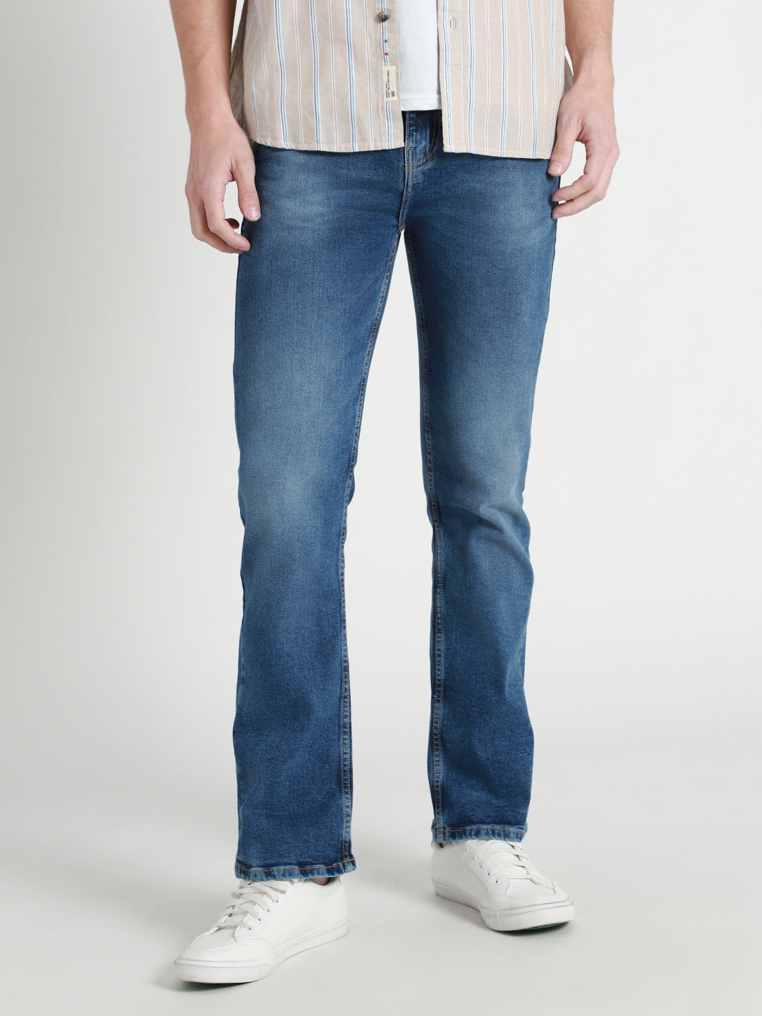 Dennis Lingo Men's Dark Blue Bootcut Stretchable Jeans