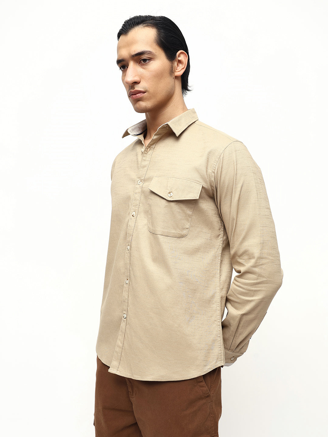 Men's Solid Regular Fit Full Sleeves Shirt