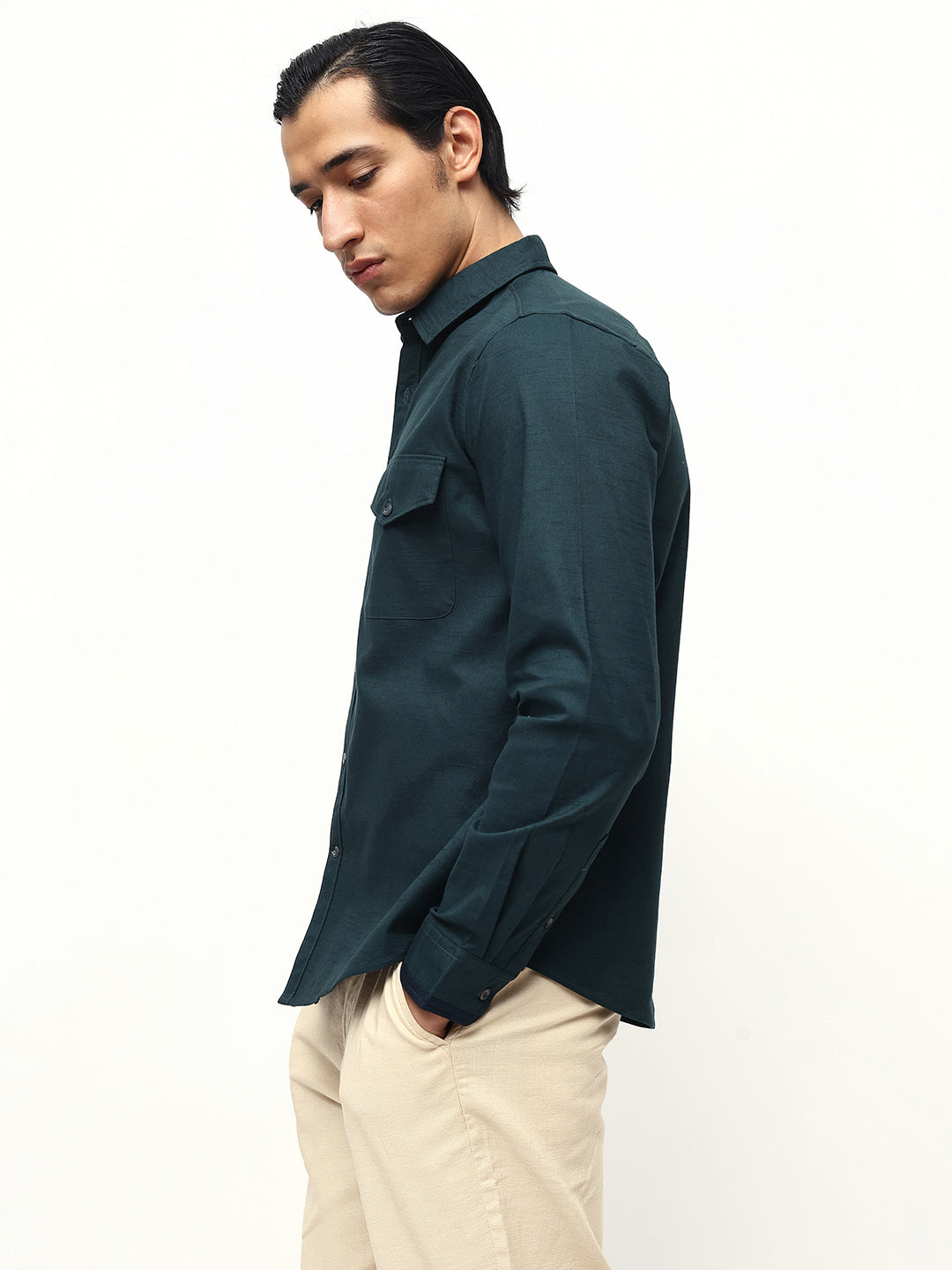 Men's Solid Regular Fit Full Sleeves Shirt