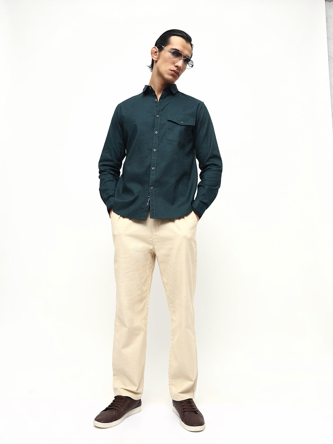 Men's Solid Regular Fit Full Sleeves Shirt