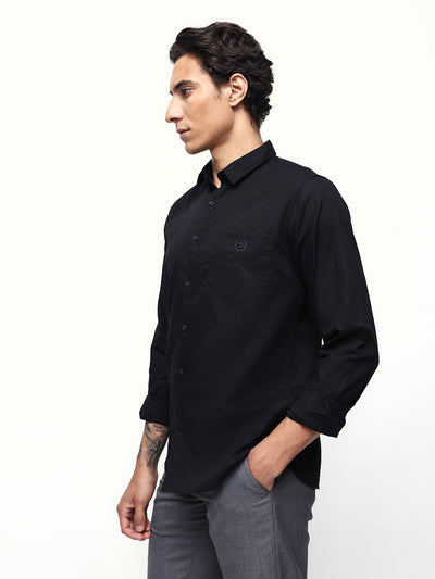 Men's Solid Spread Collar Full Sleeves Regular Fit Casual Shirt