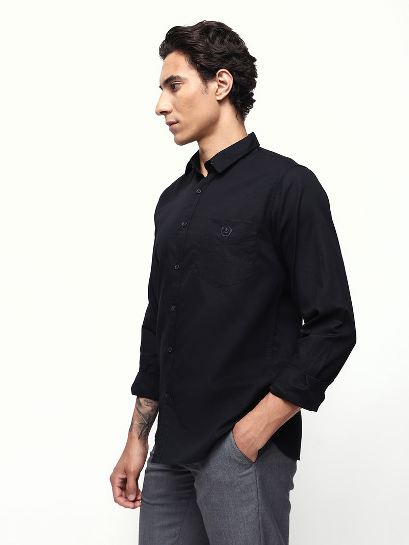 Men's Solid Spread Collar Full Sleeves Regular Fit Casual Shirt