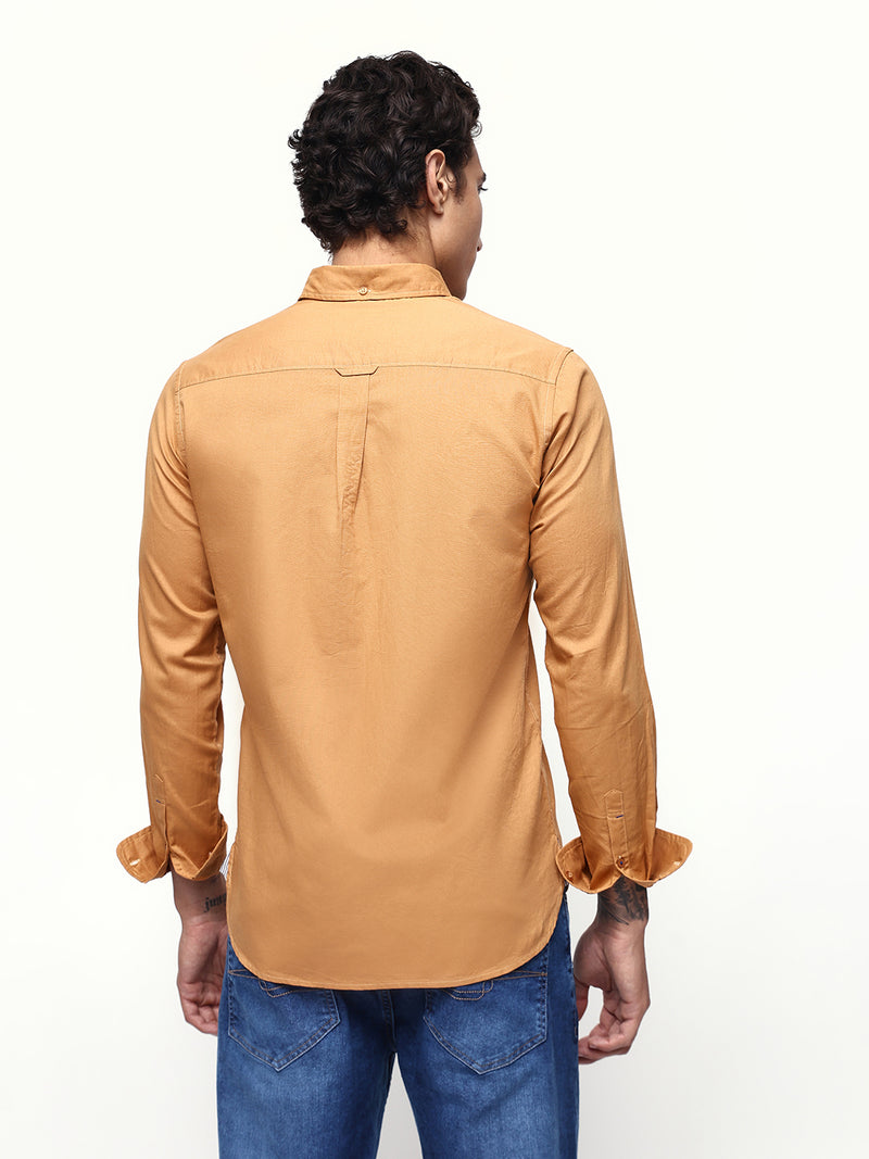 Men's Solid Spread Collar Full Sleeves Regular Fit Casual Shirt