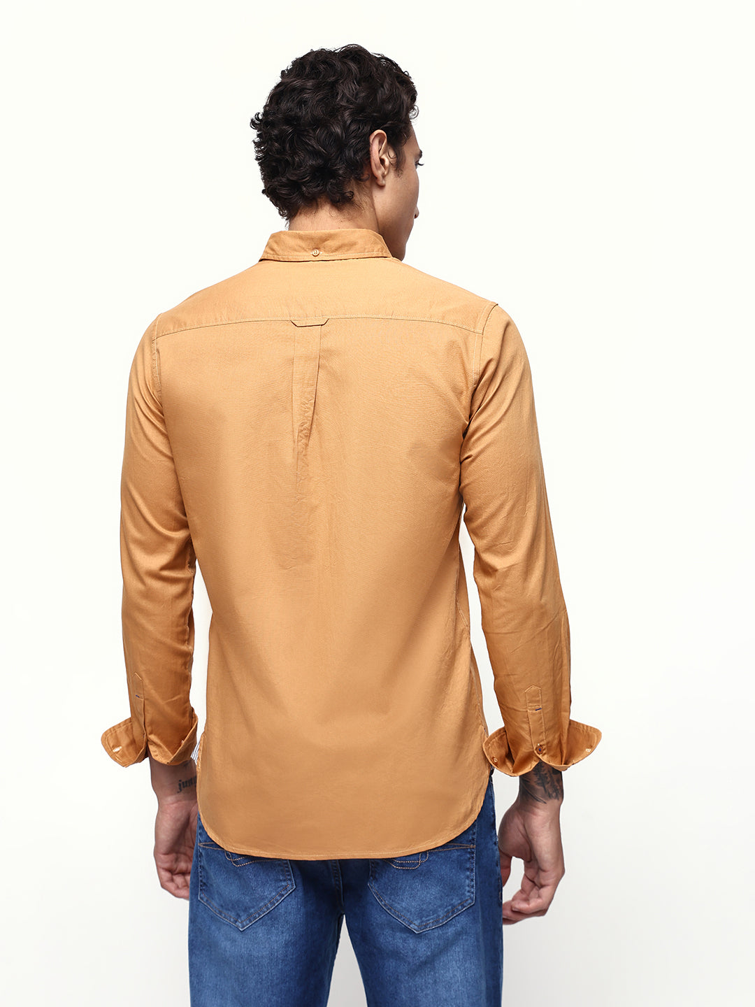 Men's Solid Spread Collar Full Sleeves Regular Fit Casual Shirt