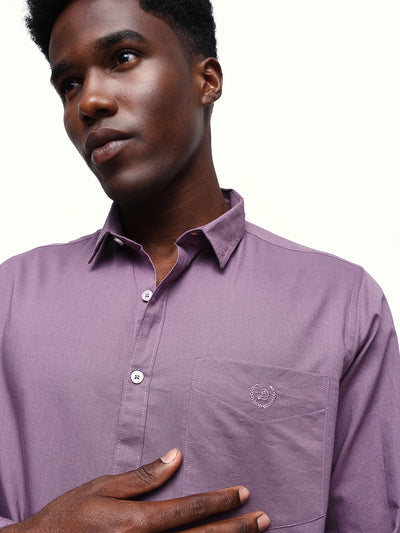 Men's Solid Spread Collar Full Sleeves Regular Fit Casual Shirt
