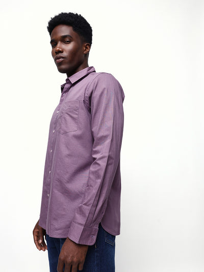 Men's Solid Spread Collar Full Sleeves Regular Fit Casual Shirt