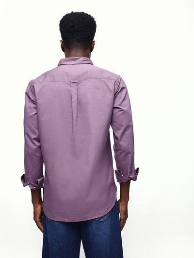 Men's Solid Spread Collar Full Sleeves Regular Fit Casual Shirt