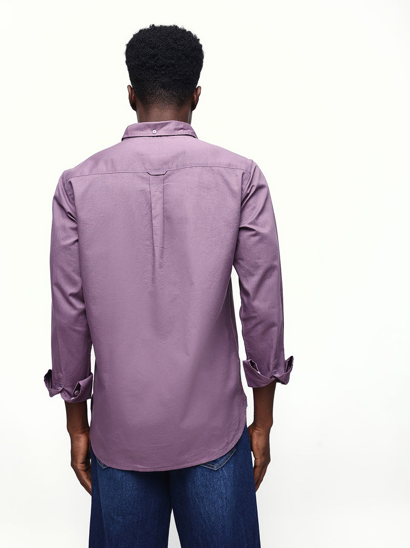Men's Solid Spread Collar Full Sleeves Regular Fit Casual Shirt