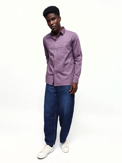 Men's Solid Spread Collar Full Sleeves Regular Fit Casual Shirt