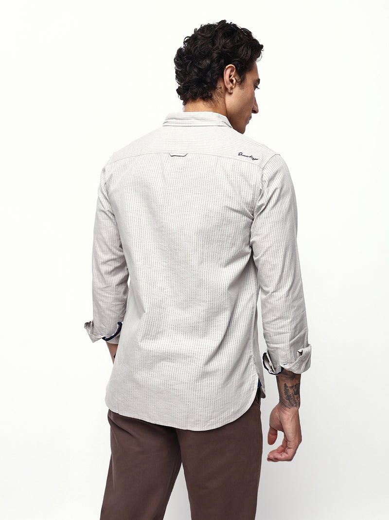 Men's Striped Spread Collar Full Sleeves Regular Fit Casual Shirt