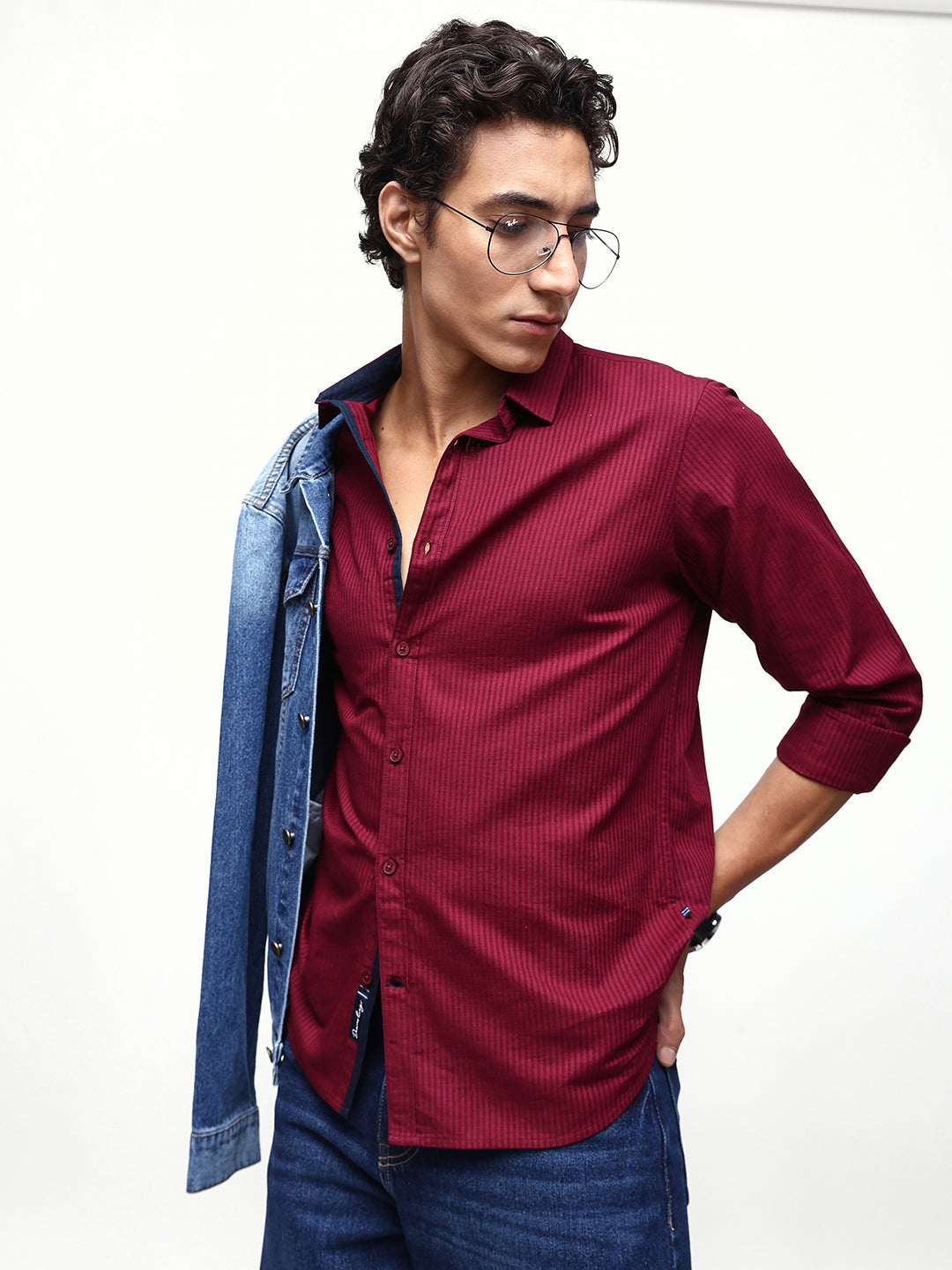 Men's Striped Spread Collar Full Sleeves Regular Fit Casual Shirt