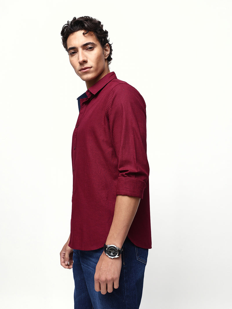 Men's Striped Spread Collar Full Sleeves Regular Fit Casual Shirt