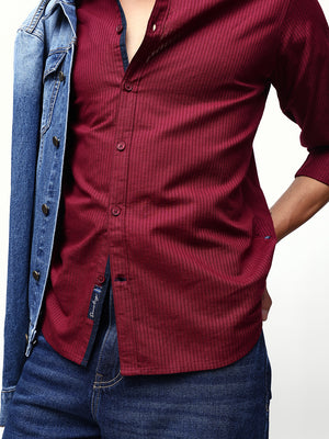 Men's Striped Spread Collar Full Sleeves Regular Fit Casual Shirt
