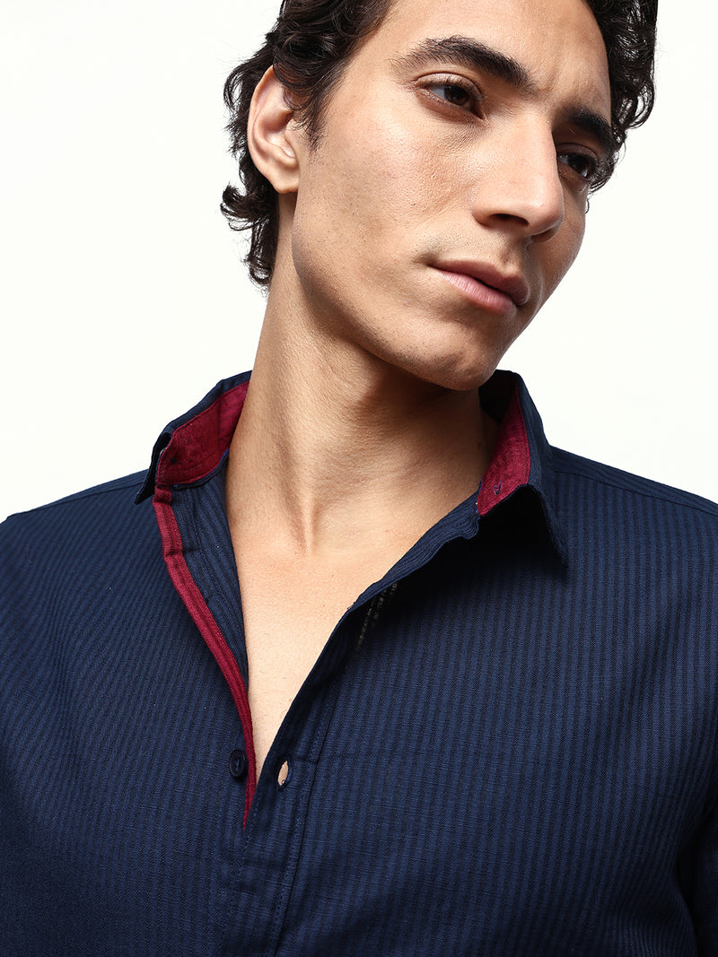 Men's Striped Spread Collar Full Sleeves Regular Fit Casual Shirt