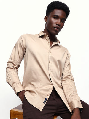 Men's Solid Spread Collar Full Sleeves Regular Fit Casual Shirt